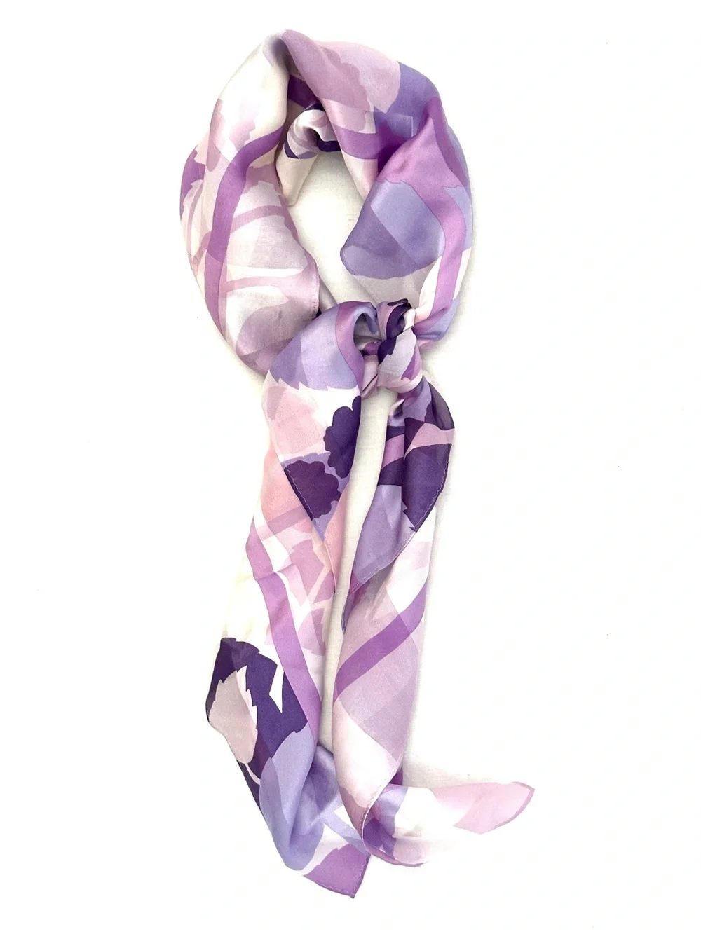 Borsalino Silk Scarf in Lilac Purple Floral Print 34” x 34” Vintage